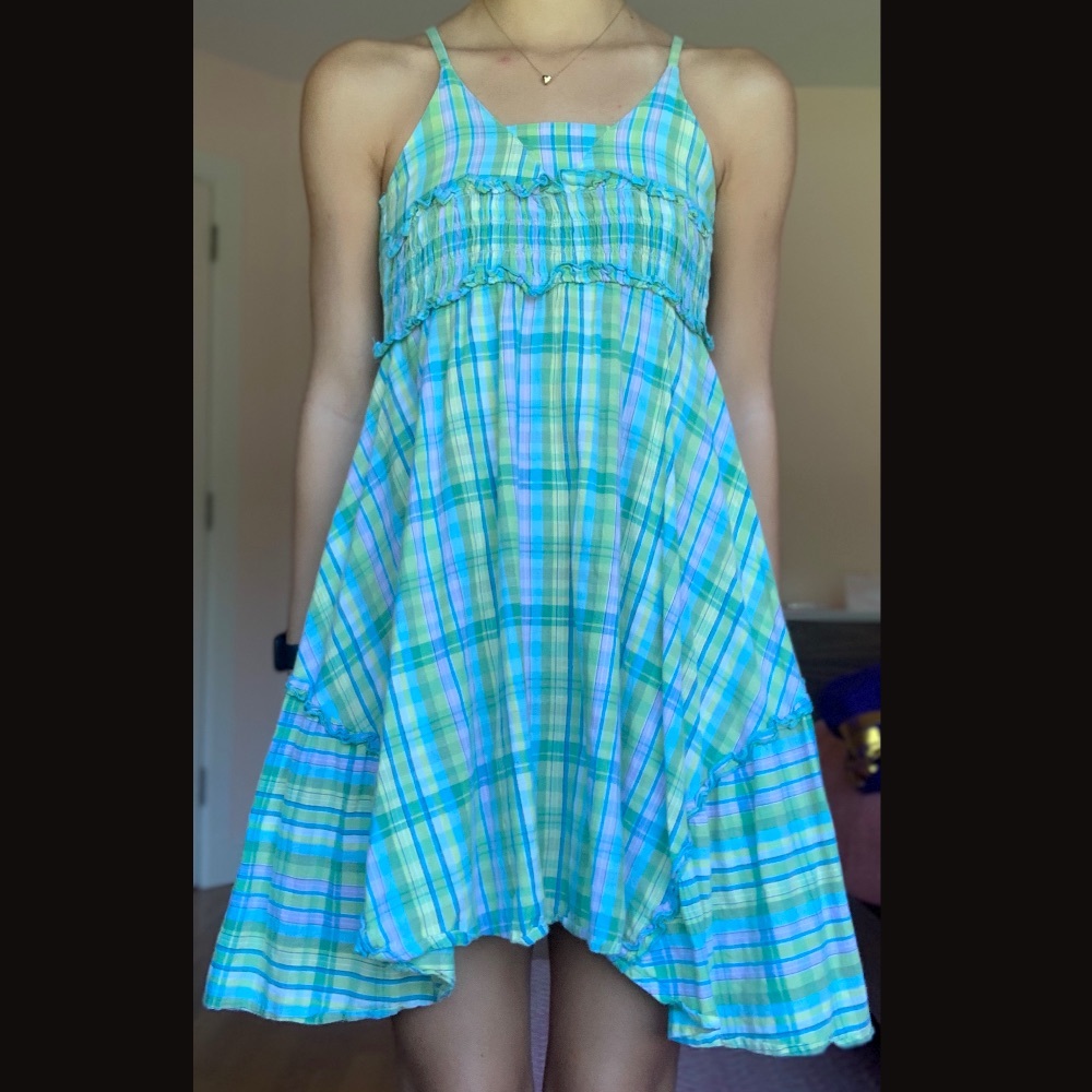 Faded Glory Green Plaid Girls (5) Dress